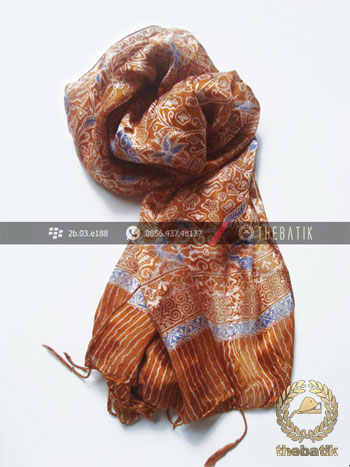 Batik Shawl Indonesia Motif Floral Coklat