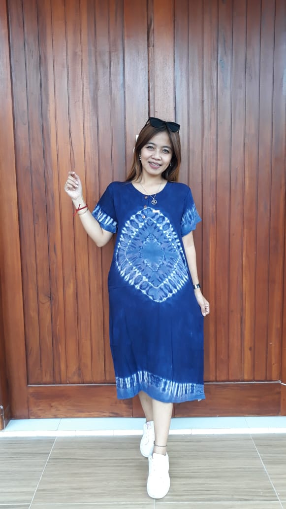 Daster Batik Shibori Jumputan Lengan Pendek