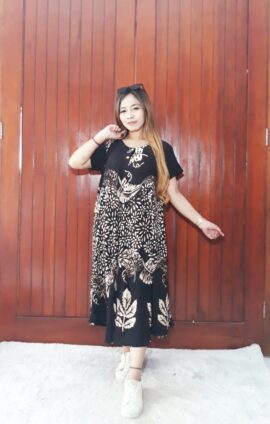 Daster Klok Payung Batik Floral Bahan Santung