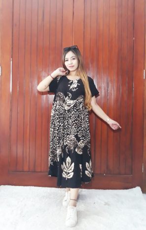 Daster Klok Payung Batik Floral Bahan Santung