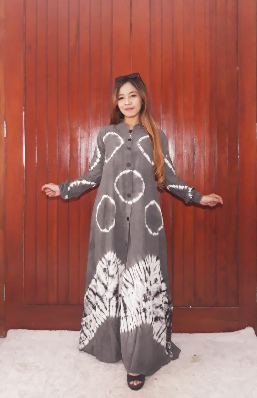 Gamis Panjang Model Payung Jumputan Batik Busui