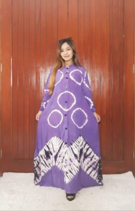 Gamis Panjang Model Payung Jumputan Batik Busui