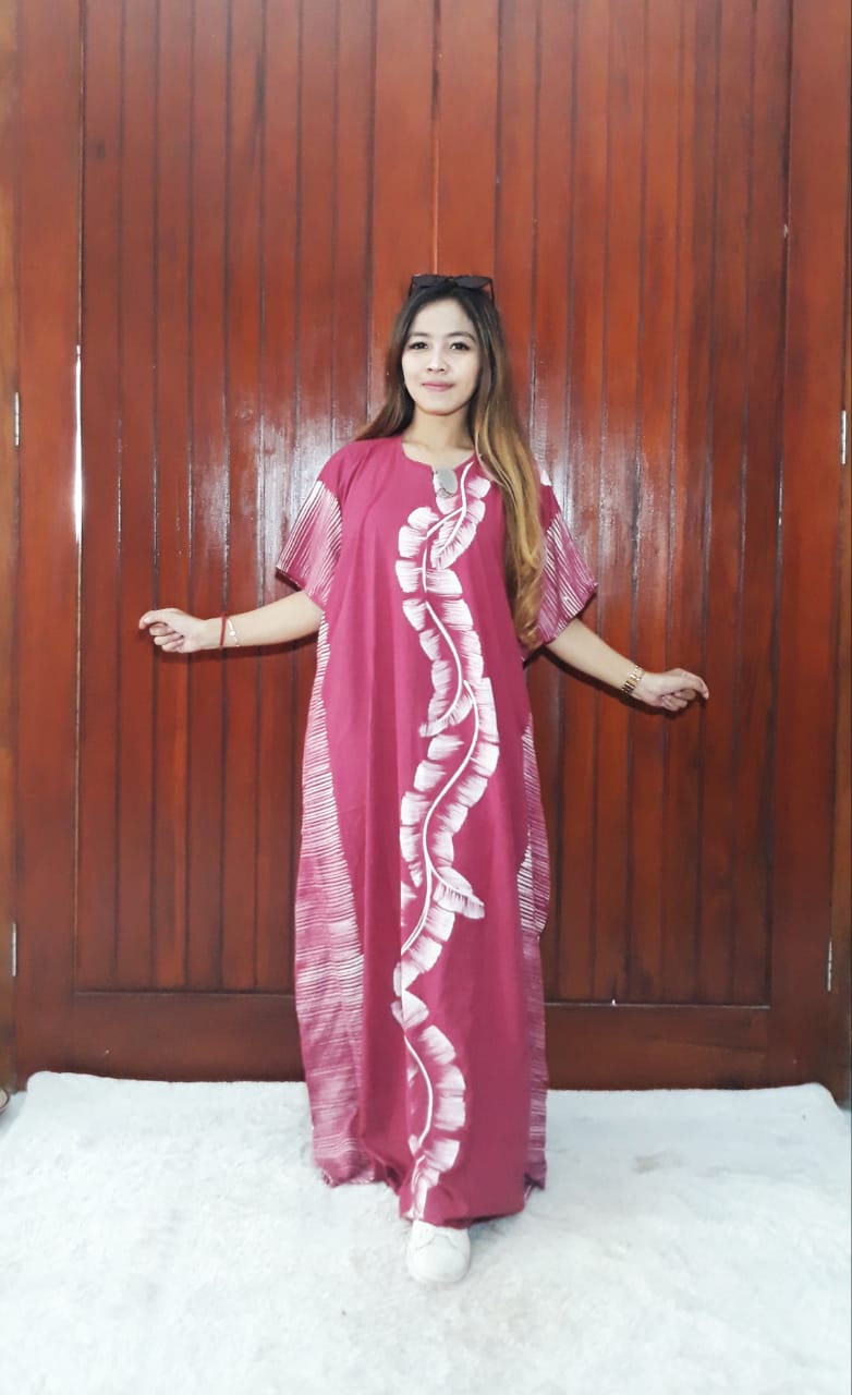 Long Dress Kelelawar Batik Cendana Bahan Santung