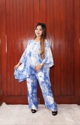 One Set Jumputan Panjang Oblong Sayap Lengan 3/4