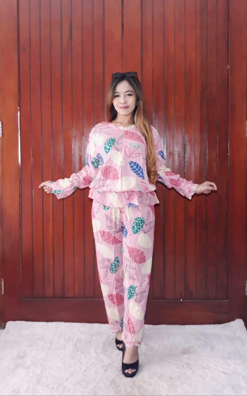 One Set Model Balon Baju Tidur Piyama Panjang