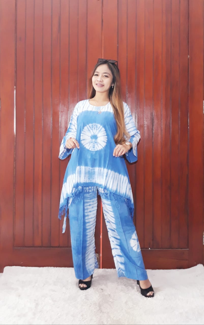 One Set Ronce Rumbai Tie Dye Kulot Panjang