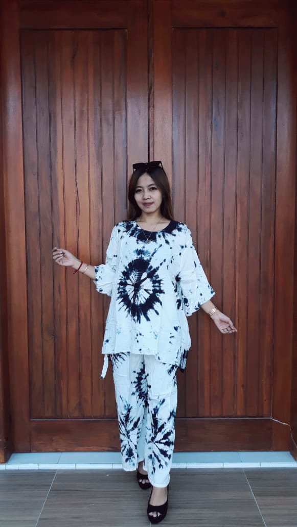 One Set Sayap Tie Dye Jumputan Lengan 3/4
