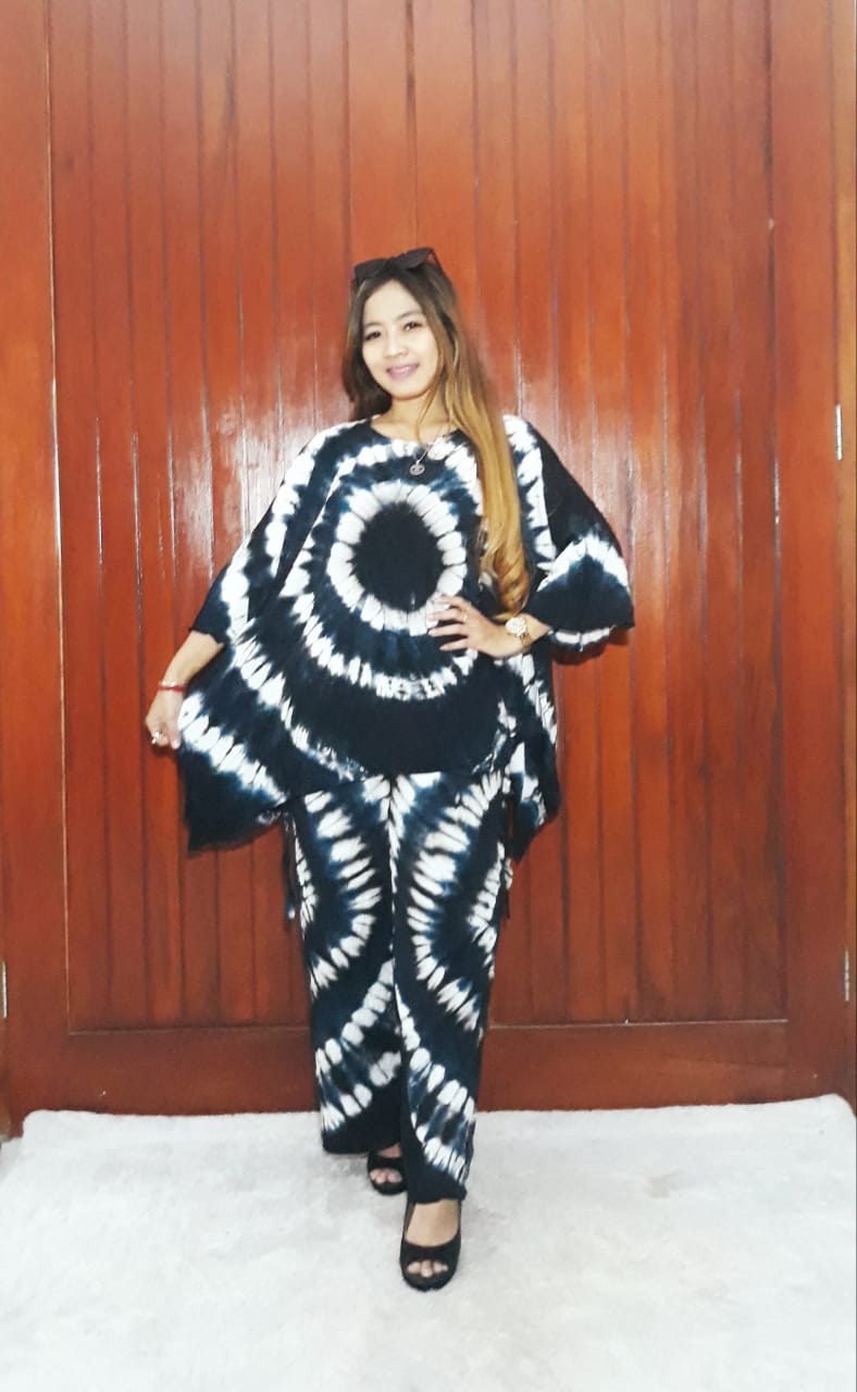 One Set Sayap Tie Dye Jumputan Lengan 3/4