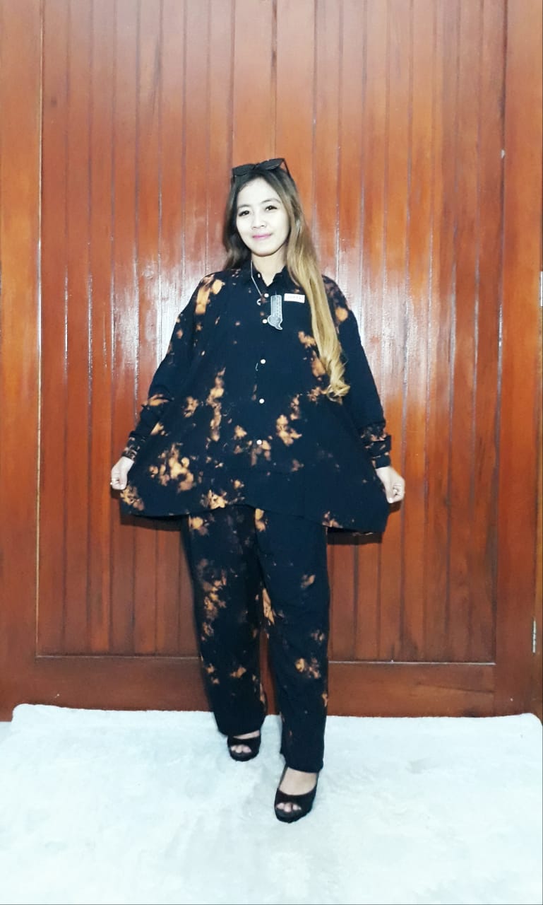 One Set Tie Dye Baju Setelan Super Jumbo