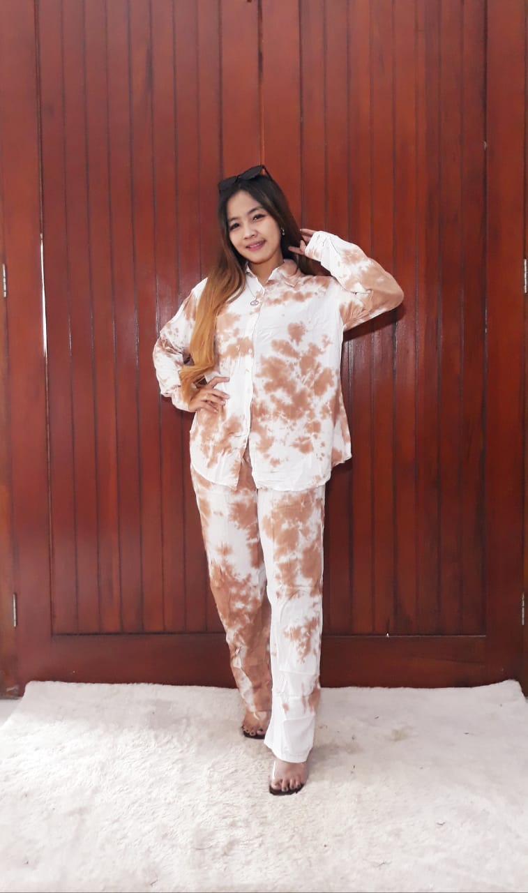 One Set Tie Dye Jumputan Modern Setelan Panjang