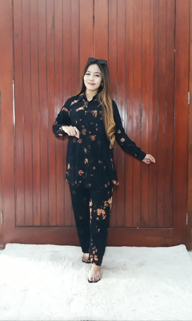 One Set Tie Dye Jumputan Modern Setelan Panjang