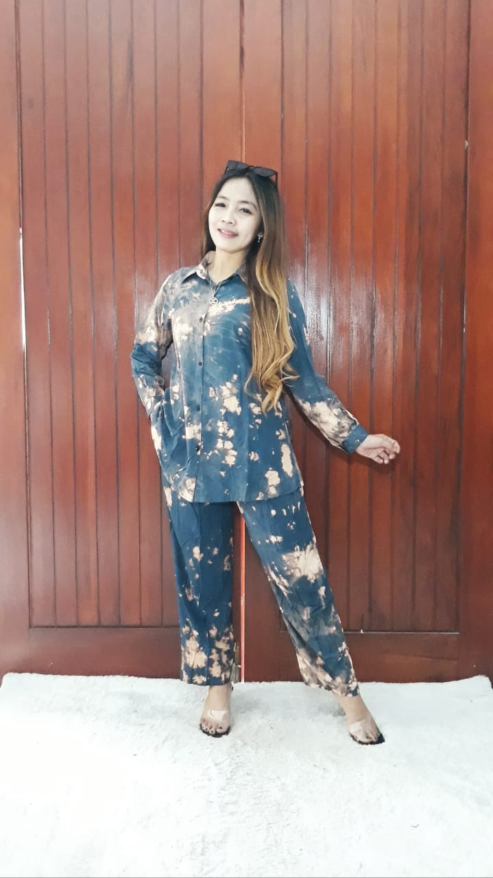 One Set Tie Dye Jumputan Modern Setelan Panjang