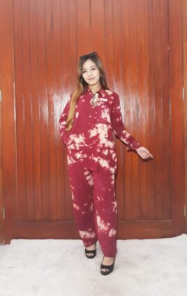 One Set Wanita Batik Jumputan Bahan Santung Super