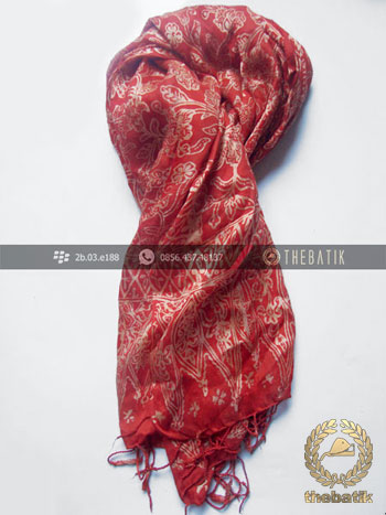 Silk Batik Scarf Indonesia Handmade Flower Art