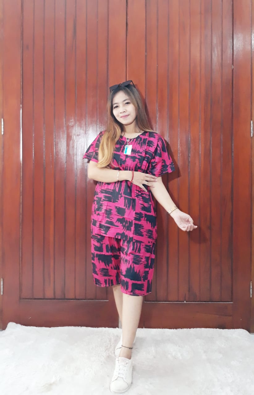 Setelan Batik Wanita Celana Lengan Pendek