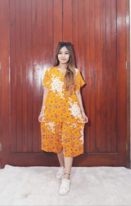 Setelan Kulot Pendek Batik Wanita Bahan Adem
