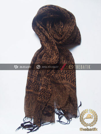 Elegant Silk Crinkle Batik Scarf Hand-Stamped Indonesia