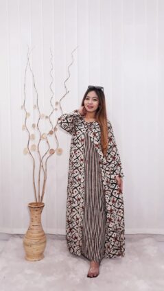Baju Long Dress Cardigan Batik Gamis Panjang
