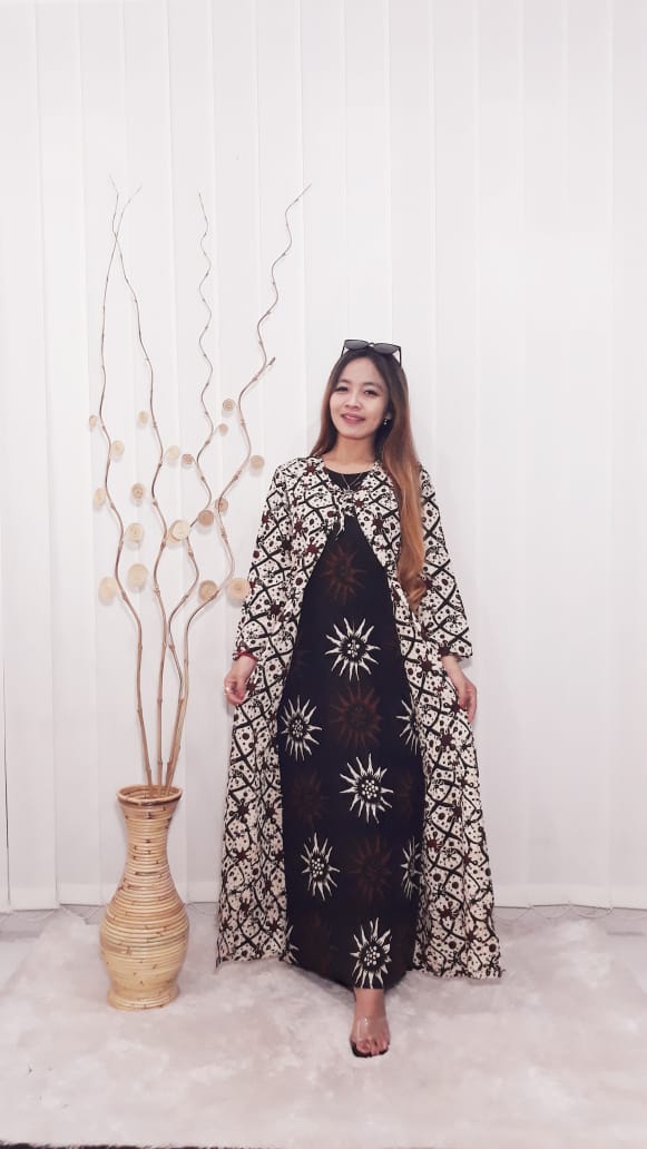  Baju  Long Dress Cardigan  Batik Gamis Panjang  THEBATIK CO ID