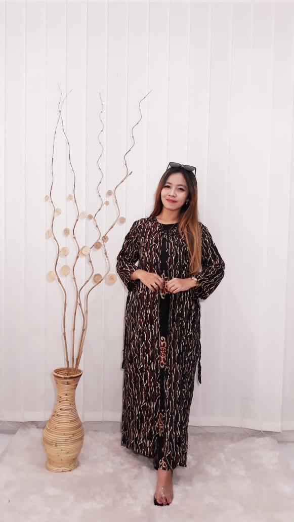  Baju  Long Dress Cardigan  Batik Gamis Panjang  THEBATIK CO ID