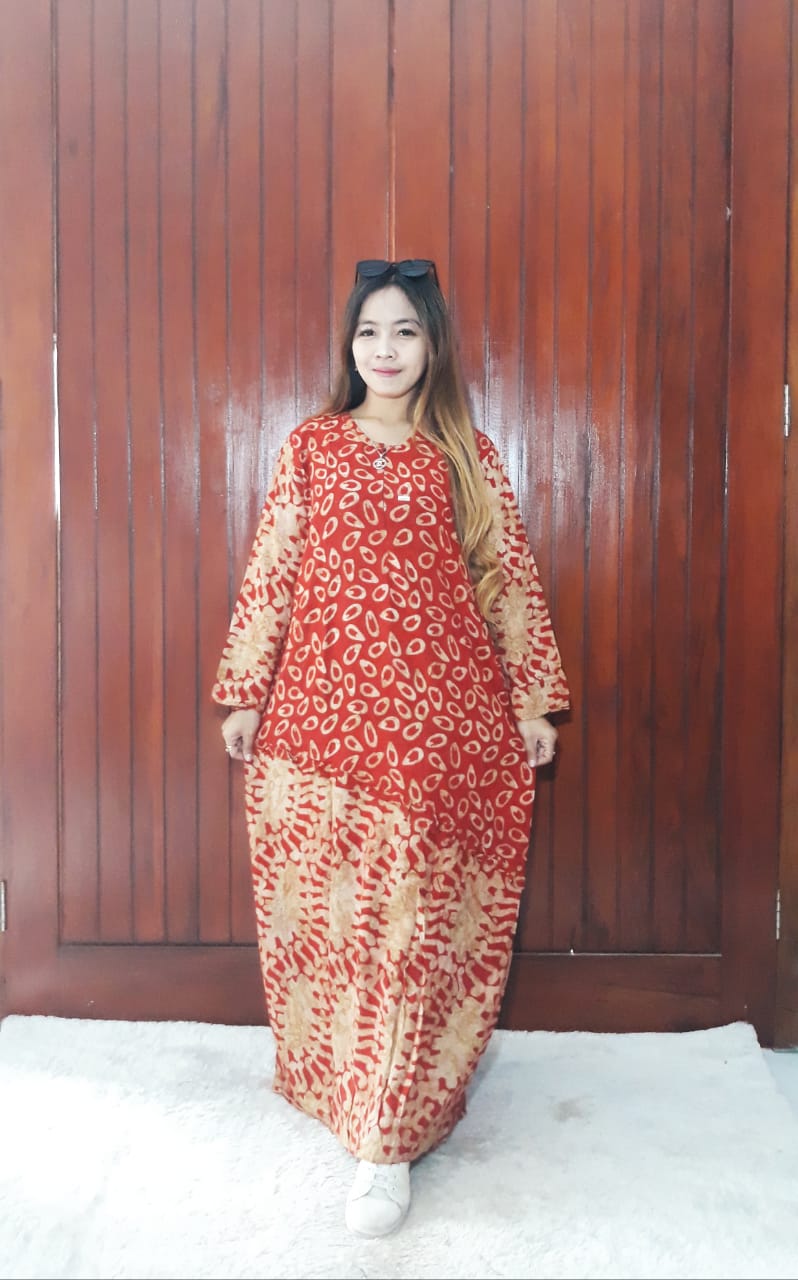 Baju Longdress Batik Rit Depan Busui Friendly