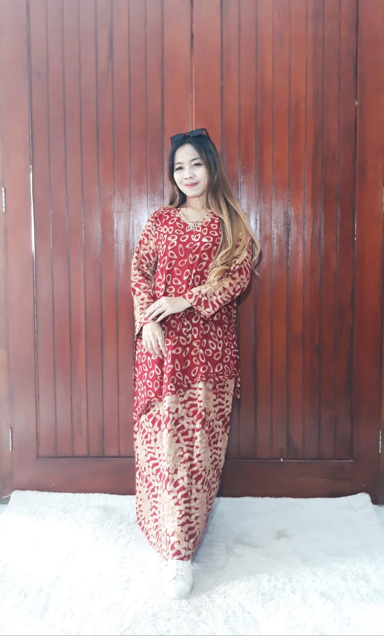 Baju Longdress Batik Rit Depan Busui Friendly
