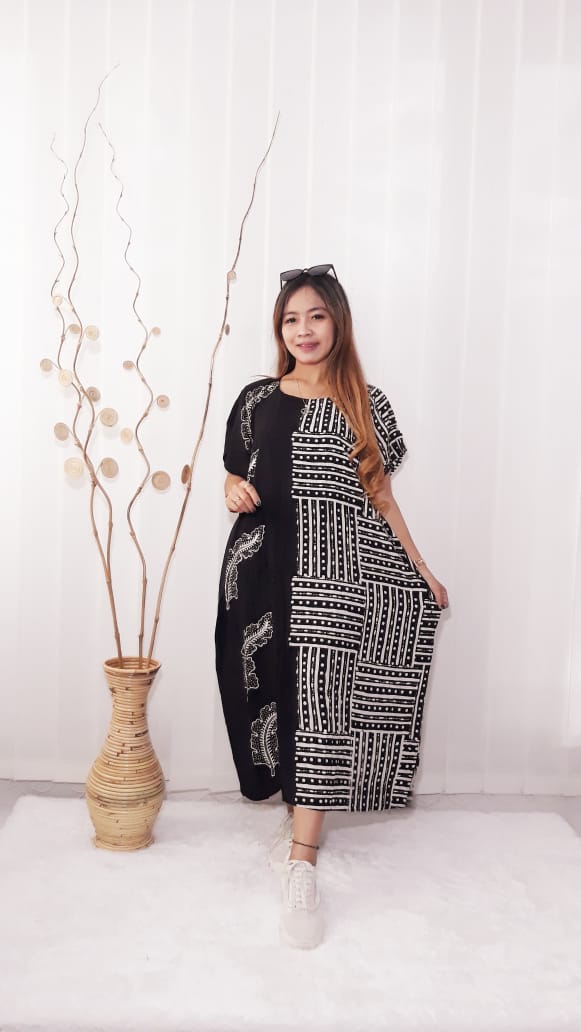 Daster Batik Kelelawar Lengan Pendek Warna Hitam