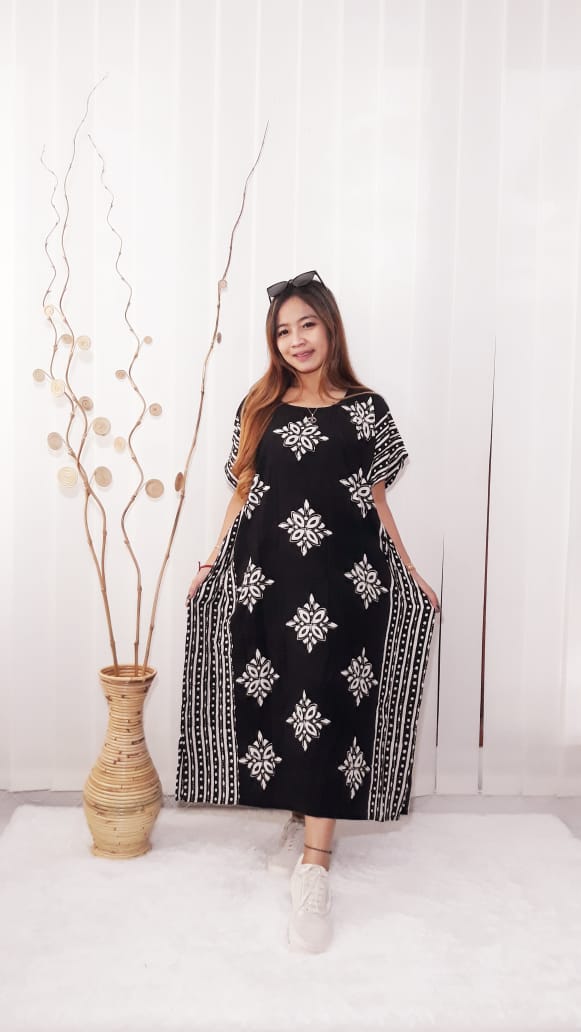 Daster Batik Kelelawar Lengan Pendek Warna Hitam