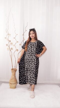 Daster Batik Kelelawar Lengan Pendek Warna Hitam