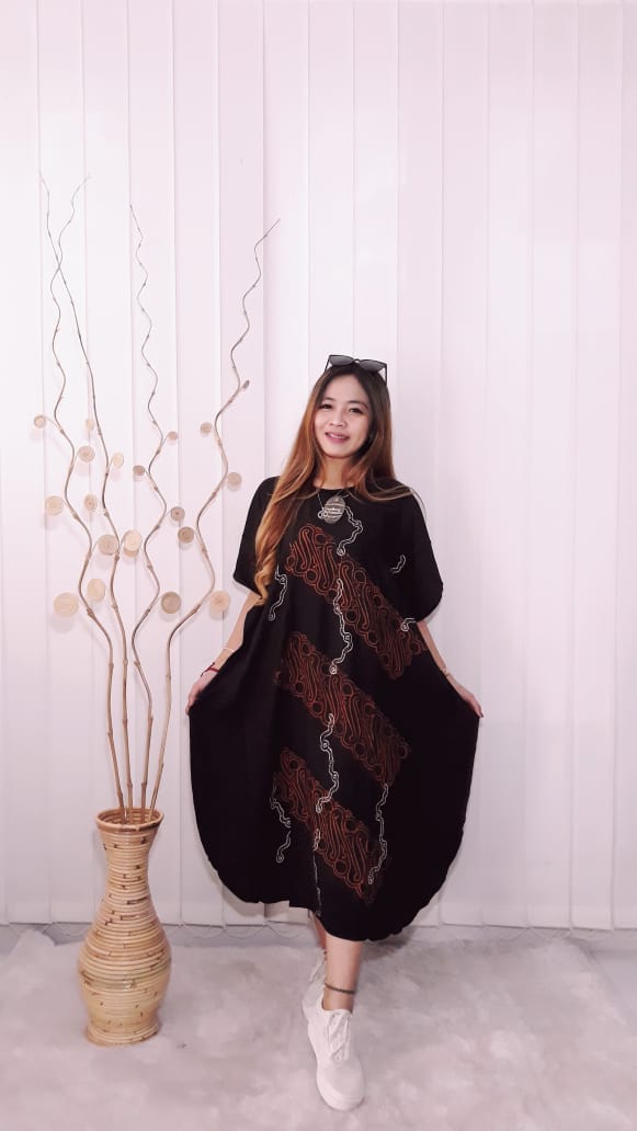 Daster Batik Rayon Hitam Modern Model Lowo