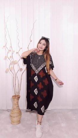 Daster Batik Rayon Hitam Modern Model Lowo