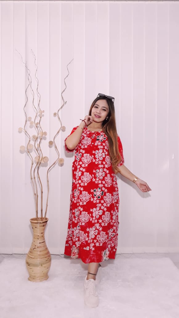 Daster Jumbo Rayon Busui Batik Floral Warna
