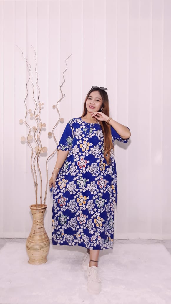 Daster Jumbo Rayon Busui Batik Floral Warna