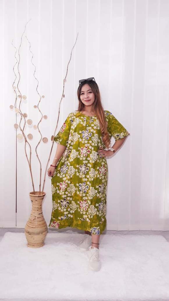 Daster Jumbo Rayon Busui Batik Floral Warna