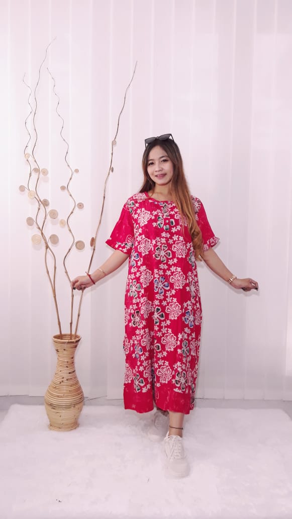 Daster Jumbo Rayon Busui Batik Floral Warna