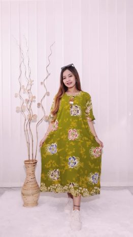 Daster Jumbo Rayon Busui Batik Polos Warna