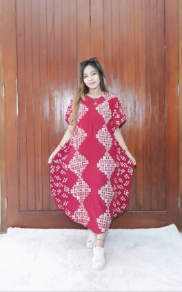 Daster Kelelawar Batik Lengan Pendek Warna Merah