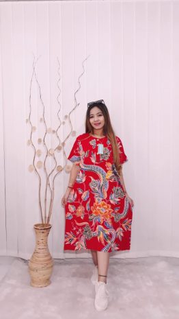 Daster Kencana Ungu Batik Rayon Lengan Pendek