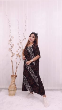 Daster Lengan Pendek Oblong Lowo Batik Sogan