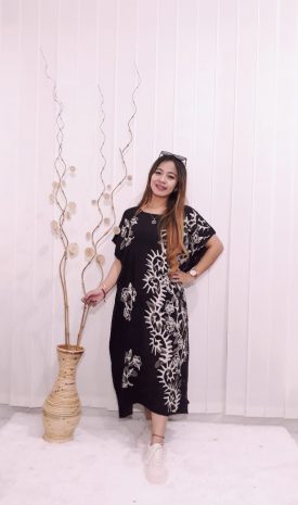 Daster Lowo Kalong Oblong Hitam Lengan Pendek