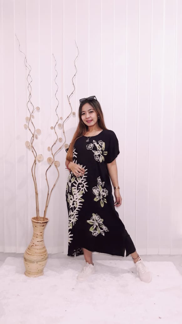 Daster Lowo Kalong Oblong Hitam Lengan Pendek