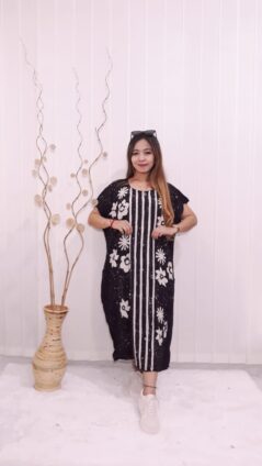 Daster Oblong Pendek Rayon Hitam Batik Ciprat