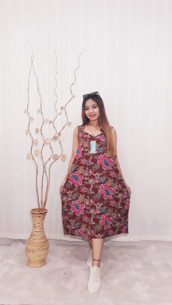 Daster Oblong Tanpa Lengan Batik Kencana Ungu