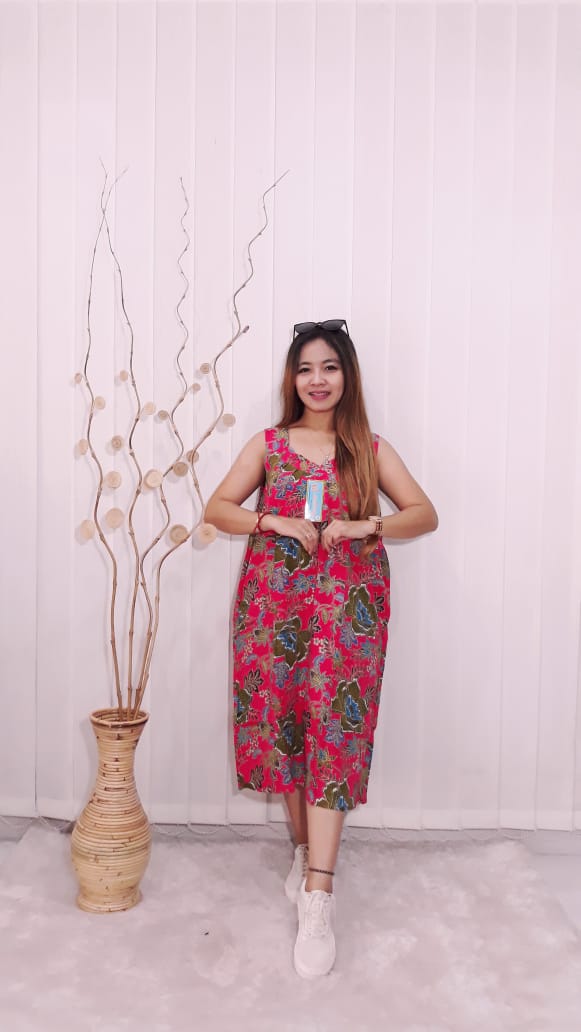 Daster Oblong Tanpa Lengan Batik Kencana Ungu