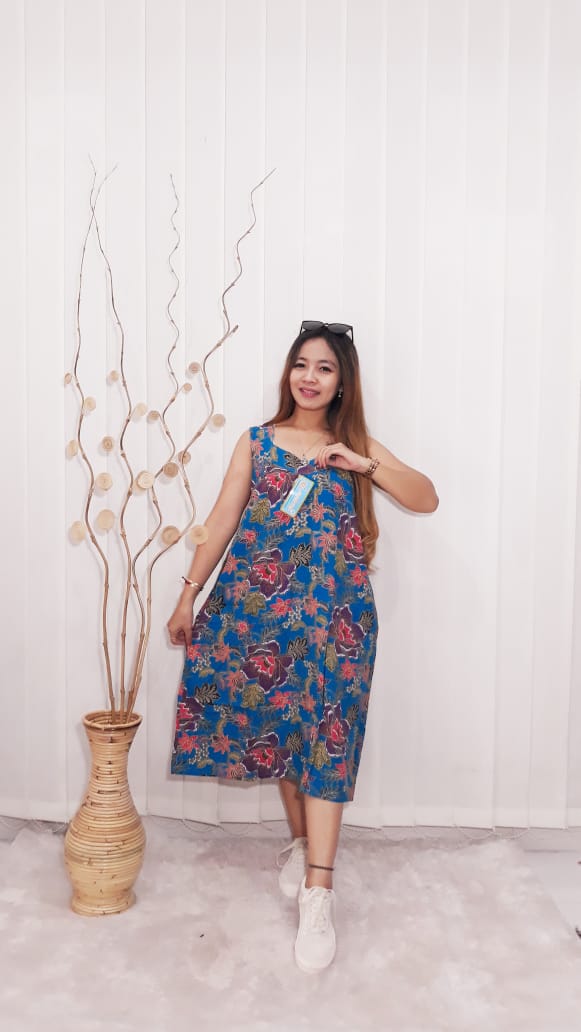 Daster Oblong Tanpa Lengan Batik Kencana Ungu