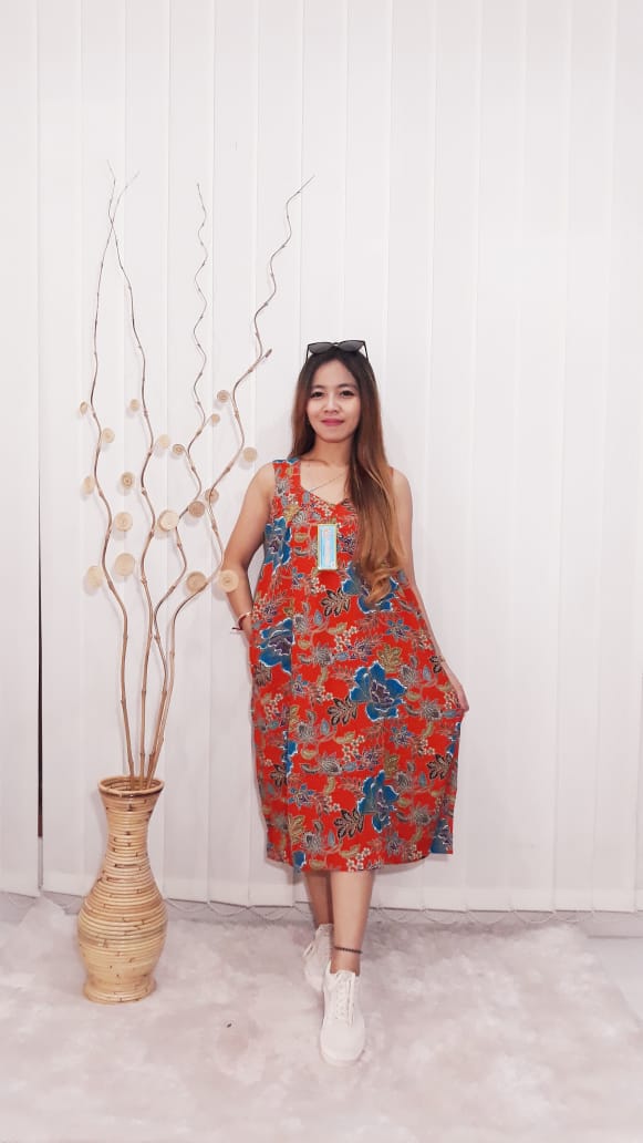Daster Oblong Tanpa Lengan Batik Kencana Ungu