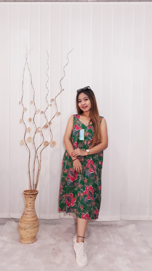 Daster Oblong Tanpa Lengan Batik Kencana Ungu