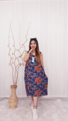 Daster Oblong Tanpa Lengan Batik Kencana Ungu