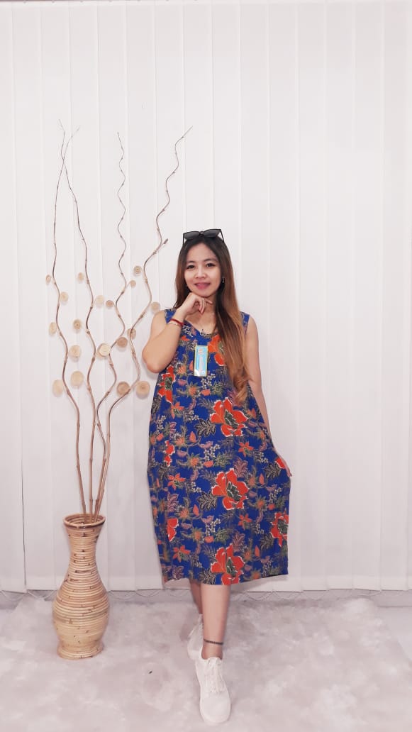 Daster Oblong Tanpa Lengan Batik Kencana Ungu