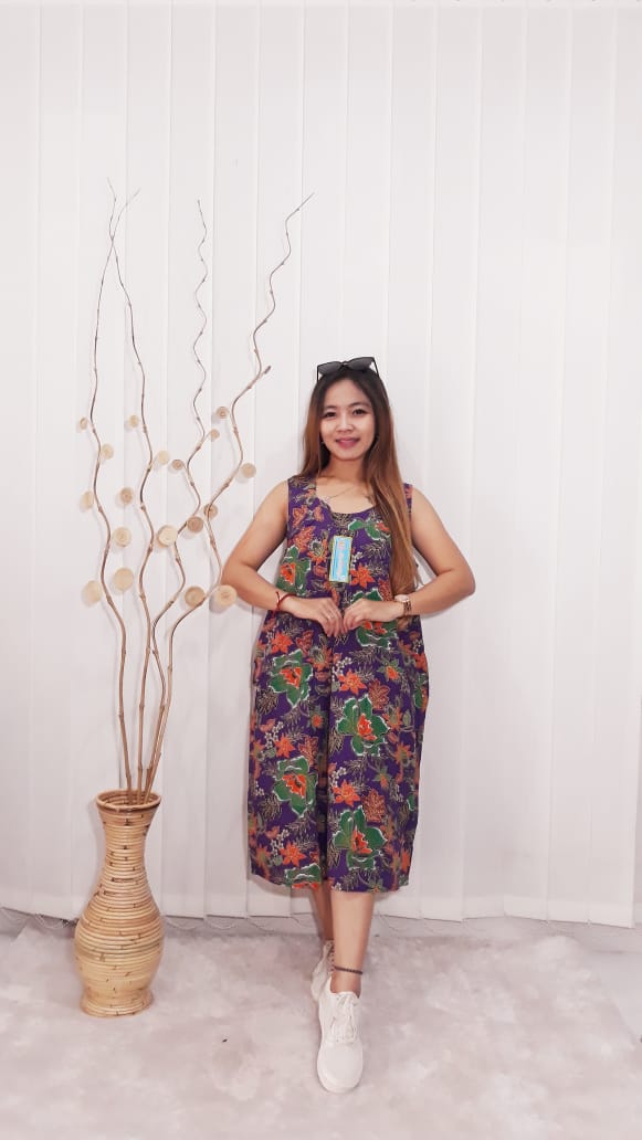 Daster Oblong Tanpa Lengan Batik Kencana Ungu